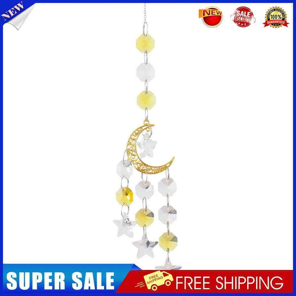 #A Crystal Windchimes Ornament Metal Hexagon Star Moon Craft Outdoor Garden Hang