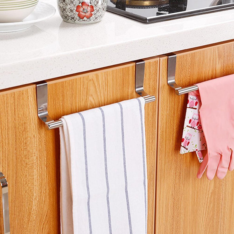 Stainless Steel Kitchen Bath Towel Holder Rack Door Storage Scarf Hanger