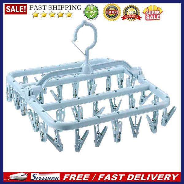 32 Clips Portable Socks Hanger Rack Multi-function Drying Storage Hangers Hol