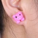 Women European Animal Polymer Clay Ear Studs Earrings (Rose Red Pig) Newly
