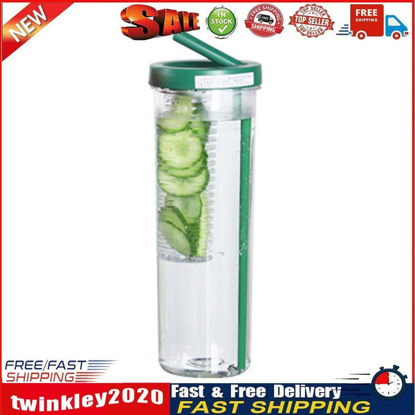 Plastic Water Bottle Straws Portable Tea Fruit Outdoor Travel Mug (Green) Newly