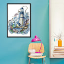 Cross Stitch Kit DIY Blue Lighthouse 14CT Stamped Needlework 22X29cm (F965)