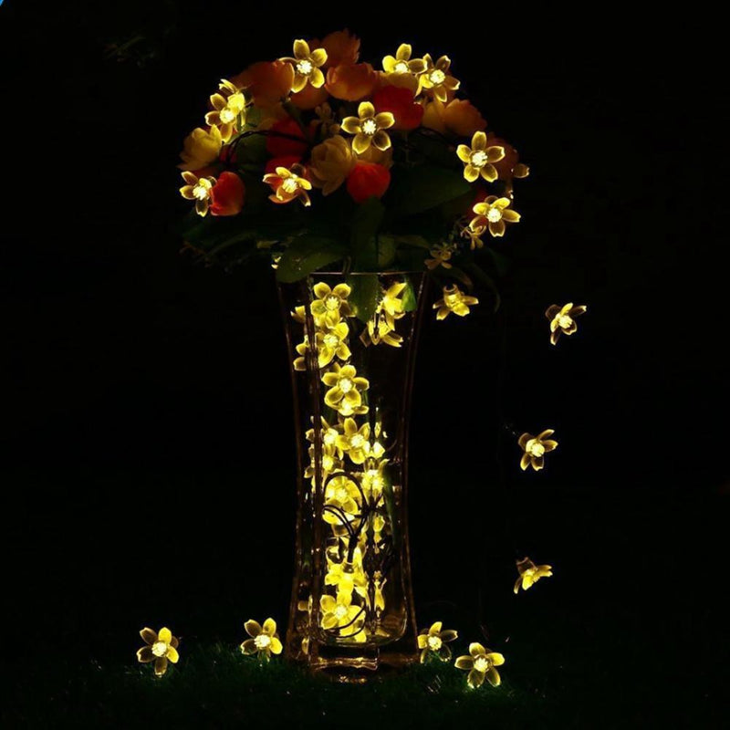 50LED 9.5m Solar Cherry Blossom String Light Decorative Lamp (Warm White) Newly