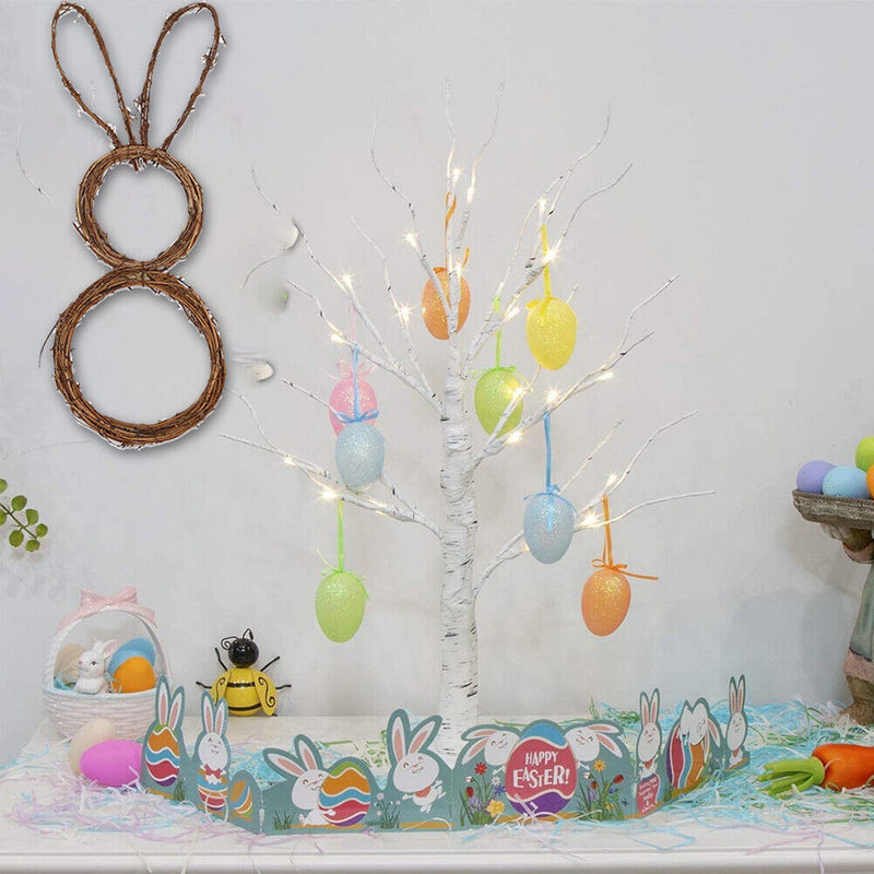 Handmade Easter Bunny Wreath DIY Folded Rattan Wreath Decoration (60cm)