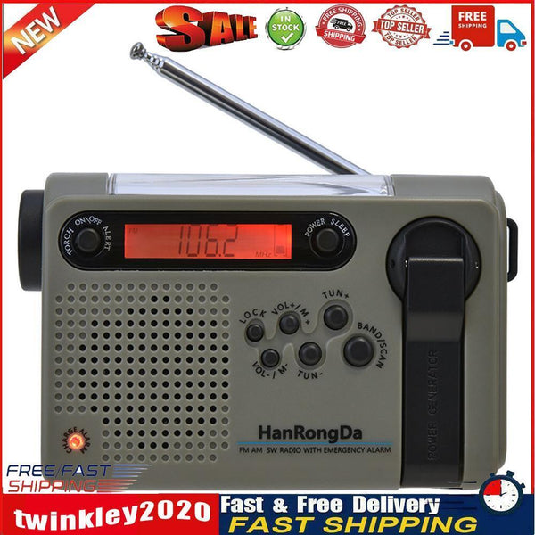 Full Band Solar Powered AM/FM/SW Radio Emergency LED Flashlight Power Bank Newly