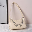 Fashion Women Butterfly Chain PU Underarm Bag Casual Small Handbag (Beige)