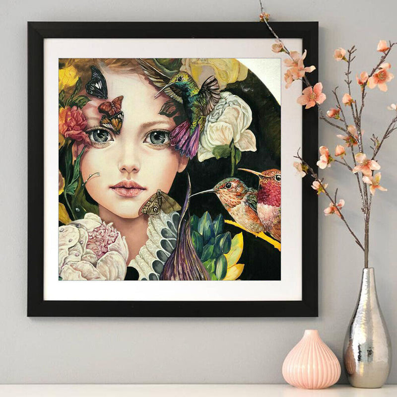 5D Diamond Painting Flower Bird Girl DIY Full Drill Round Rhinestone Home Decor