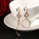 Women Purple Crystal Dangle Earrings Ear Stud Drops Earrings Rhinestone