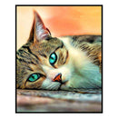 11CT DIY Lazy Cat Pattern Cross Stitch Kits Stamped Full Embroidery Decor Set
