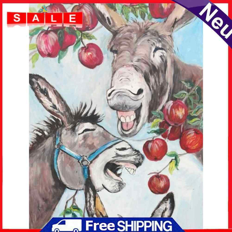 5D Two Donkey Mosaic Diamond Painting Drawing Full Round Drill DIY Art Handcraft