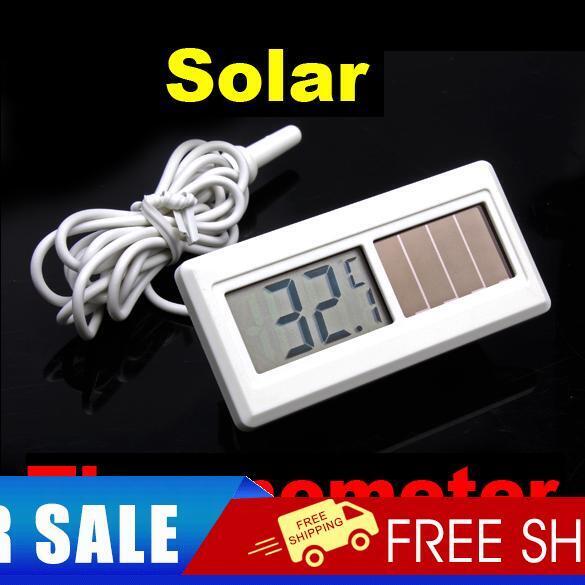Potable Solar Powered Digital LCD Thermometer -50 150 Sensor Cable 1M
