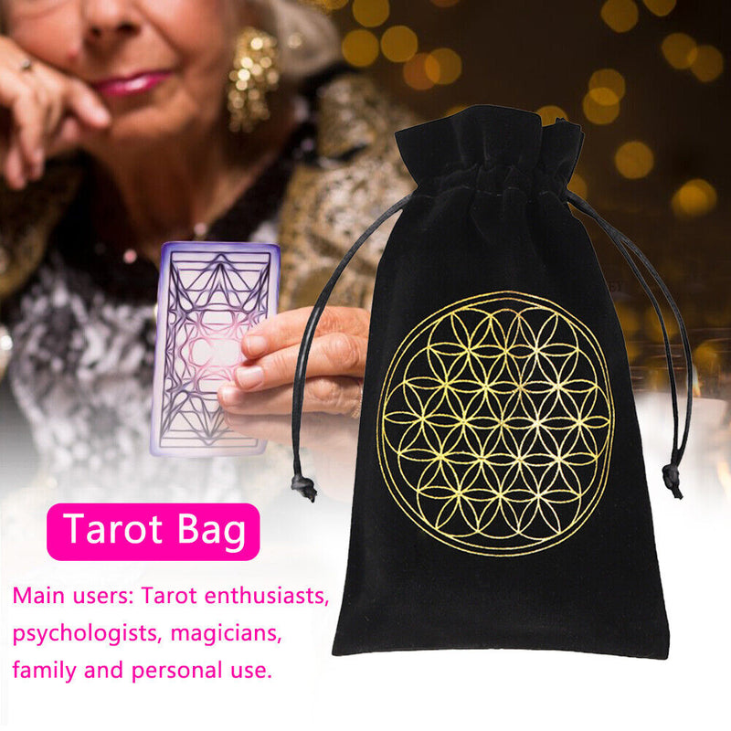 Constellation Star Moon Tarot Game Card Storage Bag (Black Flower of Life)