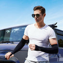 2pcs Ice Silk Sunscreen Cuff Summer Riding Running Cool Arm Sleeves (Black)