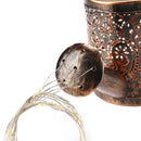 LED Solar Kettle Light Wrought Iron Hollow Flower Water Can Fairy Lamp (B)