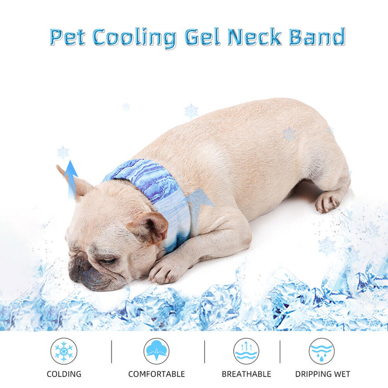 #A Instant Ice Cooling Dog Bandana Scarf for Pet Summer Sunstroke Cooling Collar