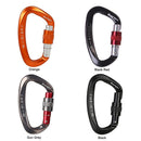 25KN D Shape Safety Lock Carabiner Outdoor Rock Climbing Buckle (Black)