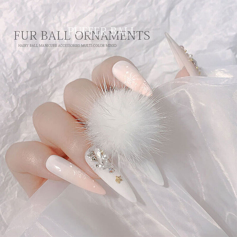 Design Elegant Faux Fur Removable Nail Pom Balls Soft Fluffy Detachable