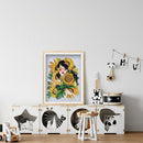5D DIY Sunflower Girl Part Drill Special Shape Rhinestone Drawing Kit Decoration