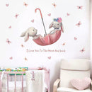Cute Grey Bunny Ballet Rabbit Wall Stickers For Kids Nursery Room W9S8 Baby U9Y1