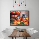 Black Cat and Pumpkin Oil Paint By Number Kit Frameless Drawing Picture