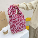Female Fluffy Fashion Flower Pattern Shoulder Bag Large Phone Crossbody Bag