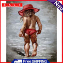 Oil Painting By Numbers Acrylic Handmade Red Skirt Girl Digital Picture Decor