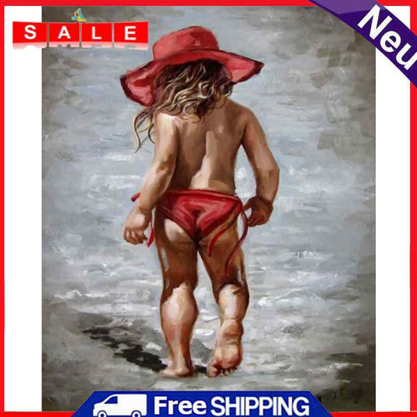 Oil Painting By Numbers Acrylic Handmade Red Skirt Girl Digital Picture Decor