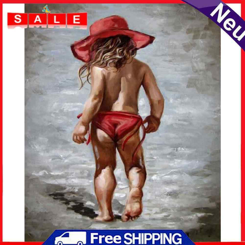 Oil Painting By Numbers Acrylic Handmade Red Skirt Girl Digital Picture Decor