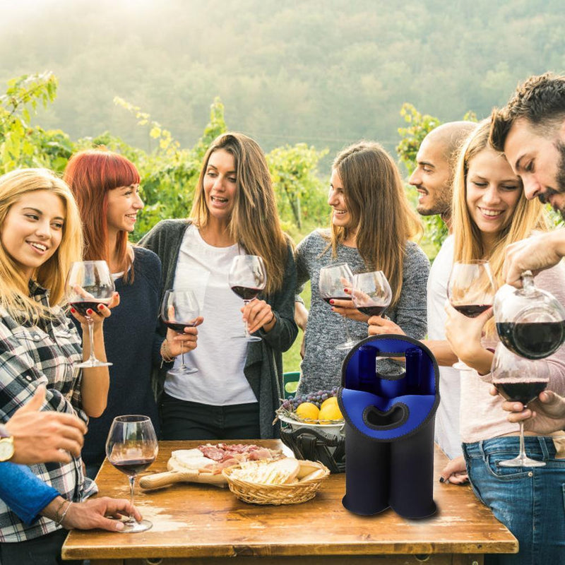 2 BottlesNeoprene Cooler Wine-bottle Bag Protective Cover (Blue+Black) Newly