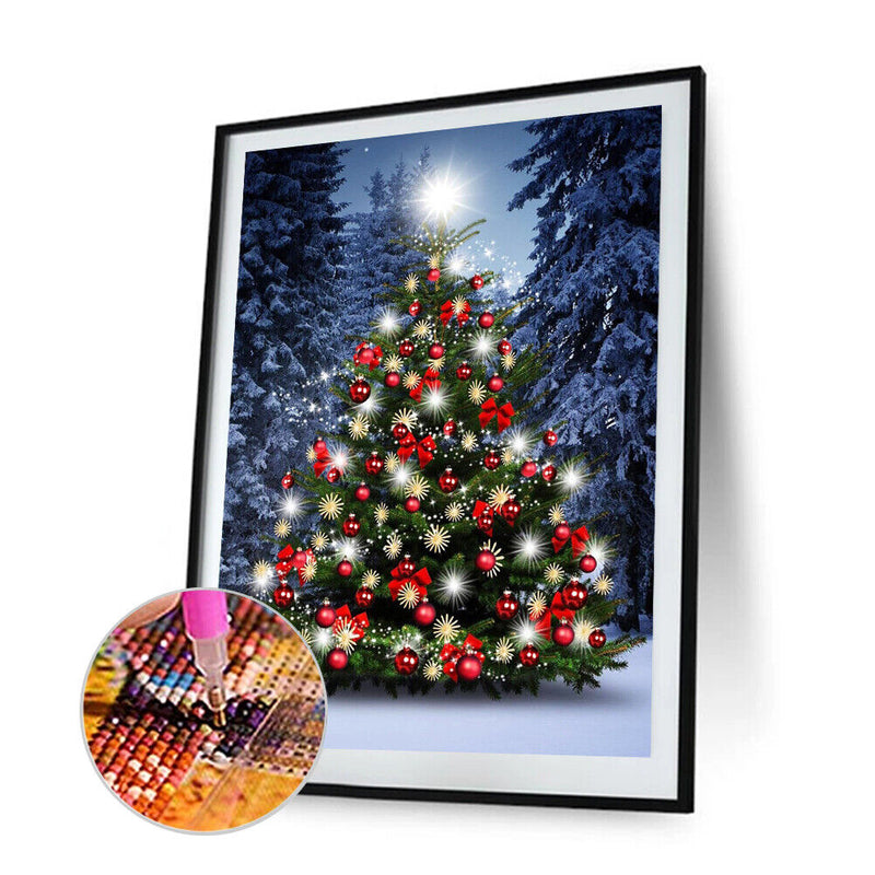 5D DIY Full Drill Round Shape Christmas Tree Rhinestone Diamond Drawing Kit