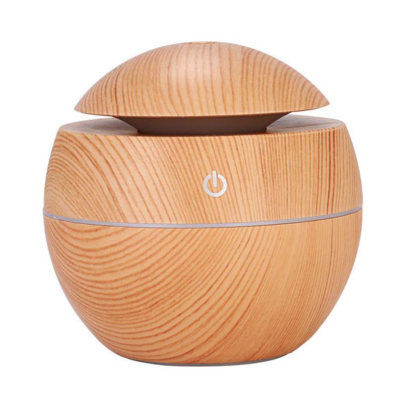 LED USB Induction Wood Grain Humidifier Ultrasonic Air Diffuser(Light Brown