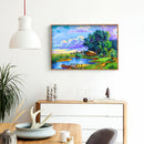 5D DIY Full Round Drill Diamond Painting Lake Scene Mosaic Rhinestone Draw