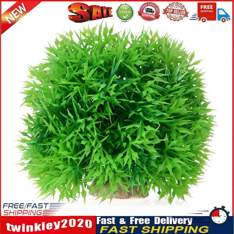 Aquarium Artificial Water Plant Grass Ball Ornament Landscape Decor(Green) Newly