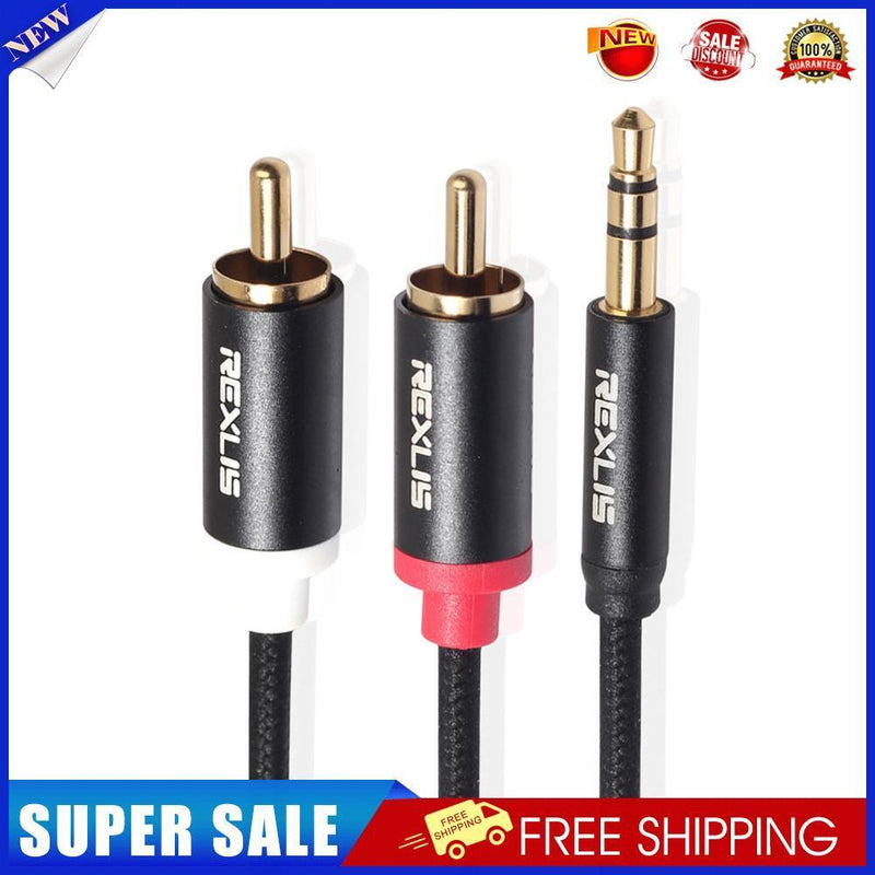 3.5mm Jack Male to 2 RCA Aux Cable Cotton Braided for Home Theater (3 m)