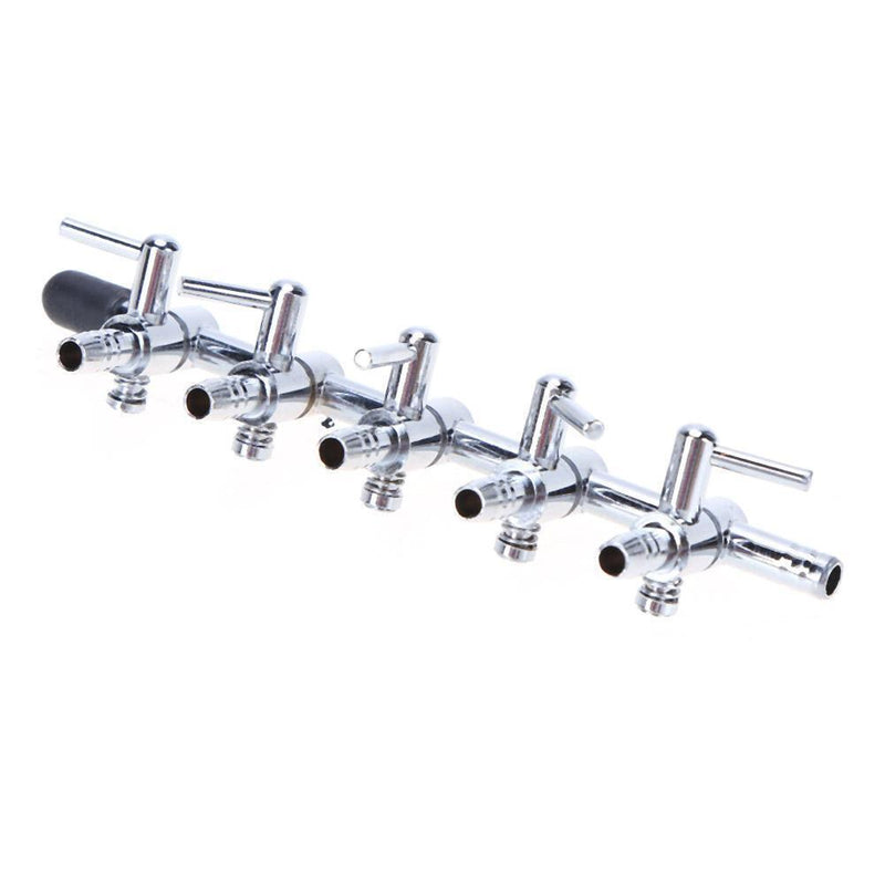 Air Flow Line Stainless Steel Control Valve Aquarium Pump Splitter(5-way) Newly