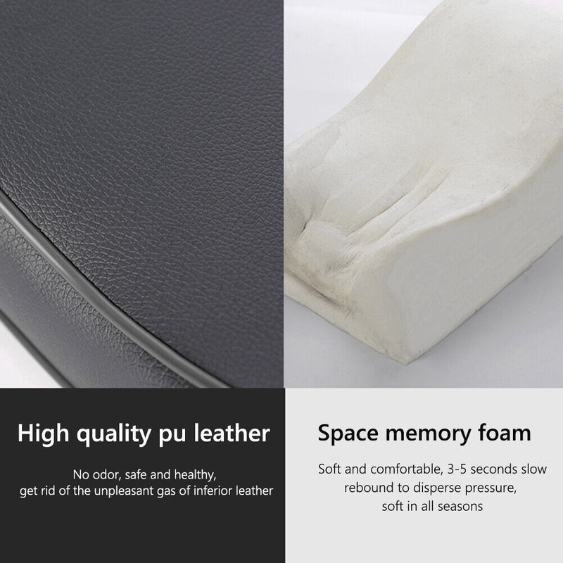 PU Leather Memory Foam Car Console Armrest Cushion Auto Accessories (Black)