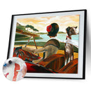 Girl Driving Hand Painted Oil Paint By Numbers Digital Drawing Canvas Home Art