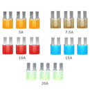 15pcs Micro2 Fuses Car Automotive Blade Fuse Assortment with 5A 7.5A 10A 15A 20A