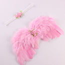 Boy Girl Flowers Angel Wings + Headband Set Photograph Props Outfits Feather