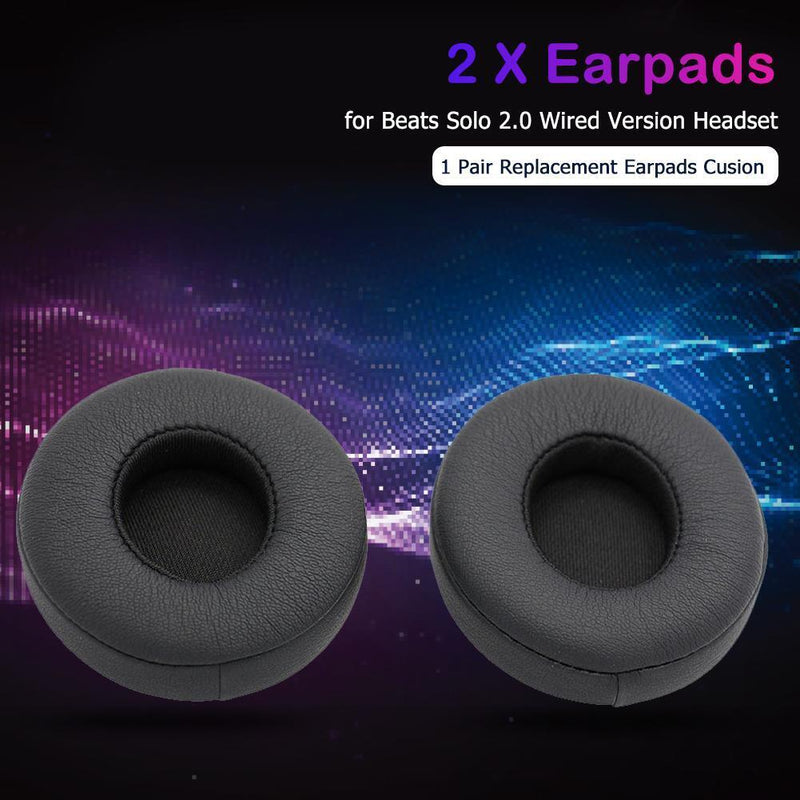 1 Pair Replacement Earpads Cusion for Beats Solo 2.0 Wired Headset (Black)