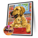 5D Rhinestone Pictures DIY Yellow Dog Full Round Drill Art Diamond Painting Kit