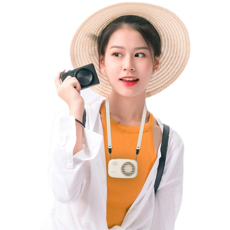 #A Portable Camera Fan with Flashlight Creative Hanging Neck Fan for Women Child