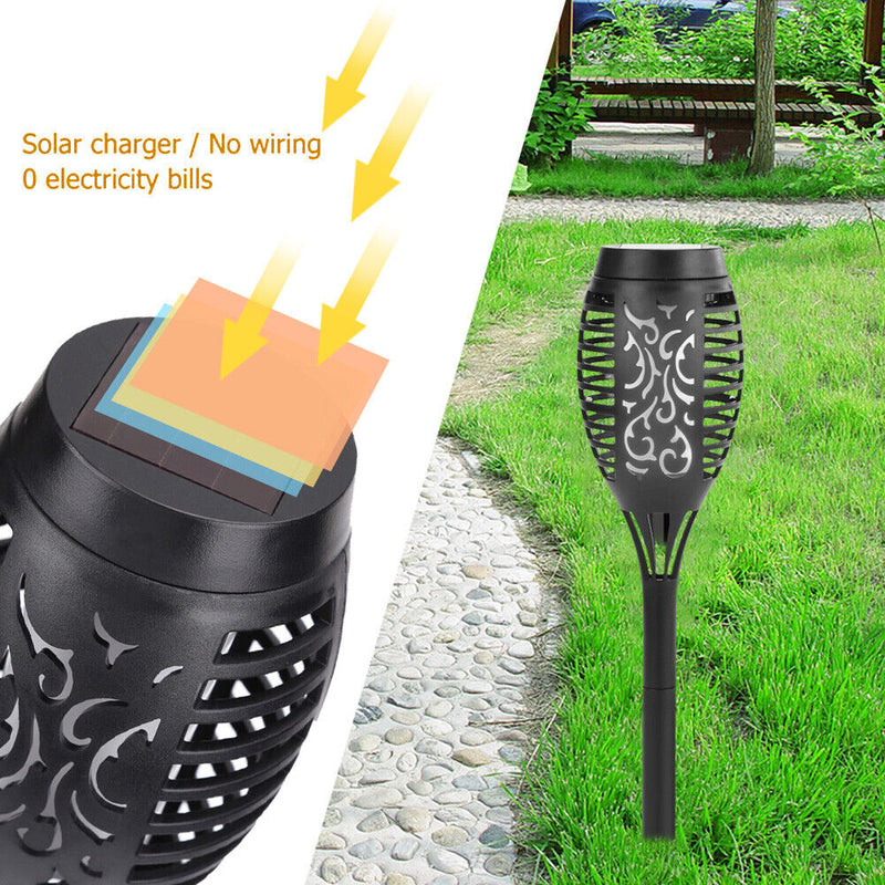 12 LED Flame Torch Light Solar Garden Plug-In Decor Lighting Lamp (2pcs)