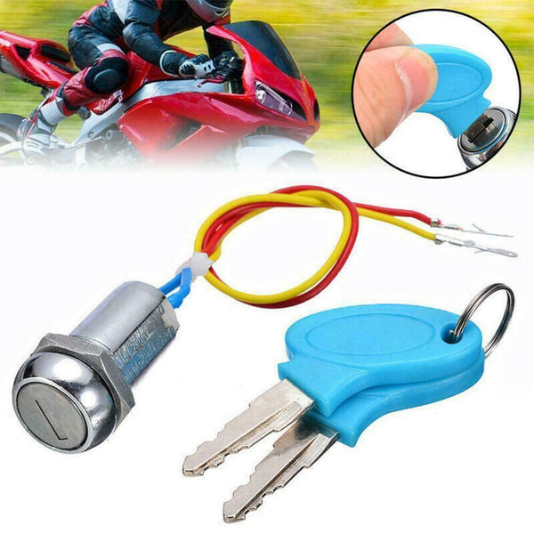 2 Wire Key Ignition Switch Lock Motorcycle Go Kart Electric Scooter Bike M0Y4