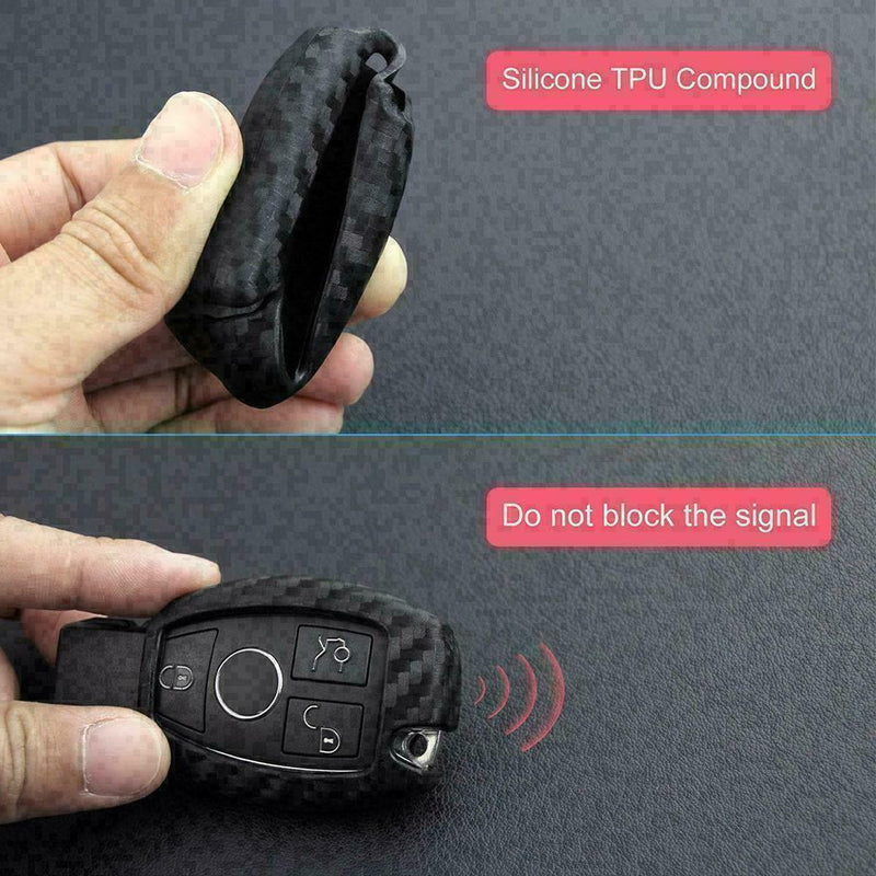 For Carbon Fiber Smart Car Key Case Cover Fob D2S1 Holder L6C0 Accessories X4S0
