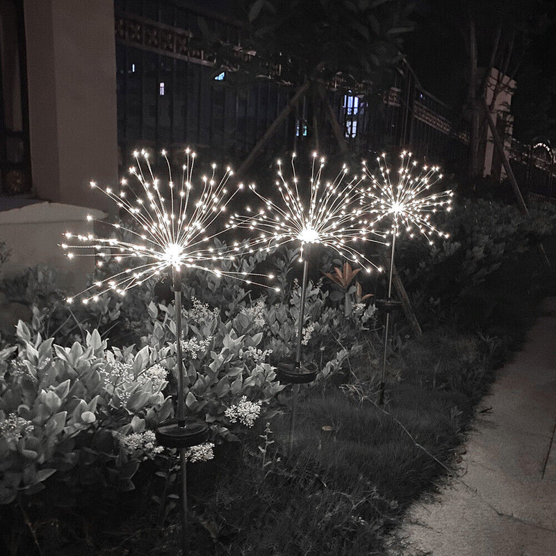 LED Solar Firework Lights Outdoor Dandelion Fairy String Lamp (Cold White) Newly