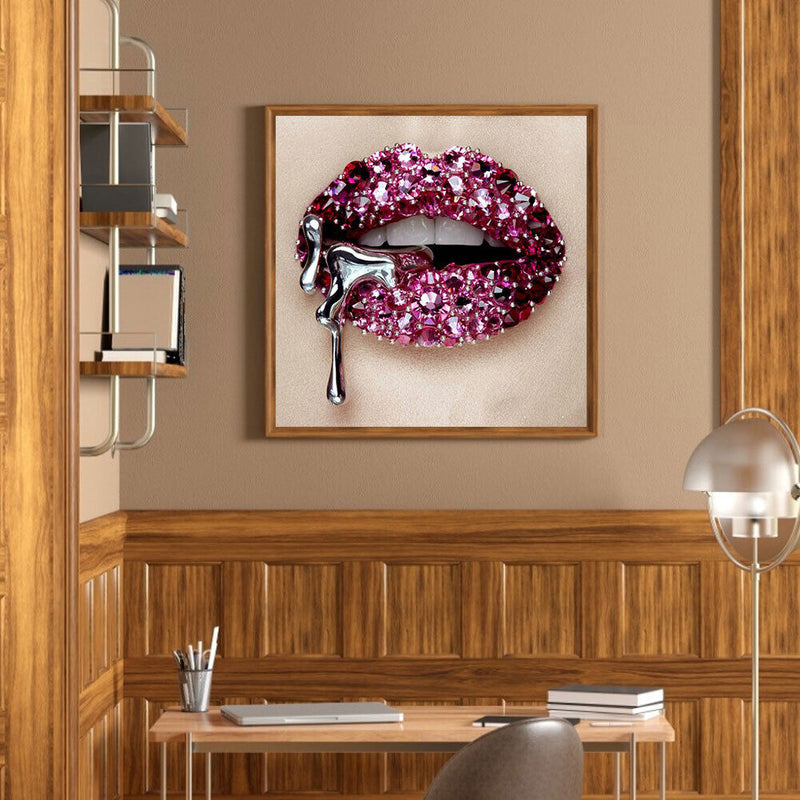 5D DIY Diamond Painting Full Round Drill Diamond Art Lips Wall Decor Rhines