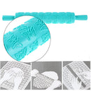 Rolling Pin Pattern Baking Tool Fondant Embossed Mold Cake Deco(Water Blue)