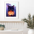 30x40cm 5D DIY Full Round Drill Diamond Painting Halloween Pumpkin Cat Decor