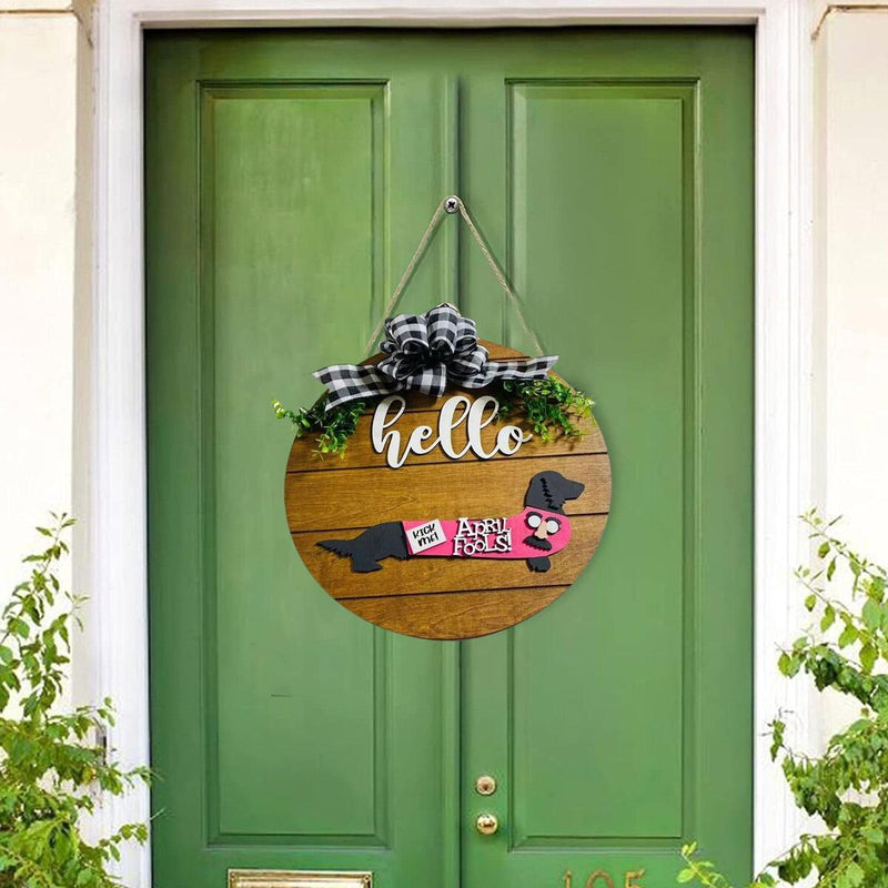 Dog Welcome Home - Dachshund Front Door Welcome Wood Christmas Home Decoration~